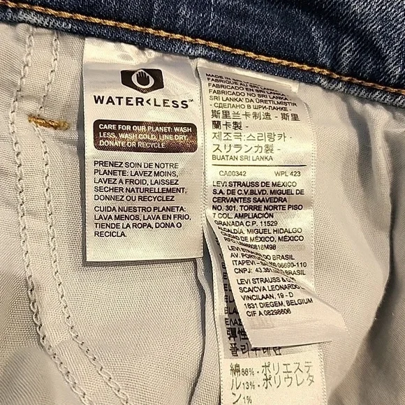 Levis - High Waisted Mom Jeans, Distressed, Blue Denim​​​​​​ - Picture 12 of 14